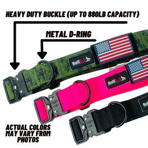 Heavy Duty Tactical Big Dog Collar with Metal Buckle - BuffK-9
