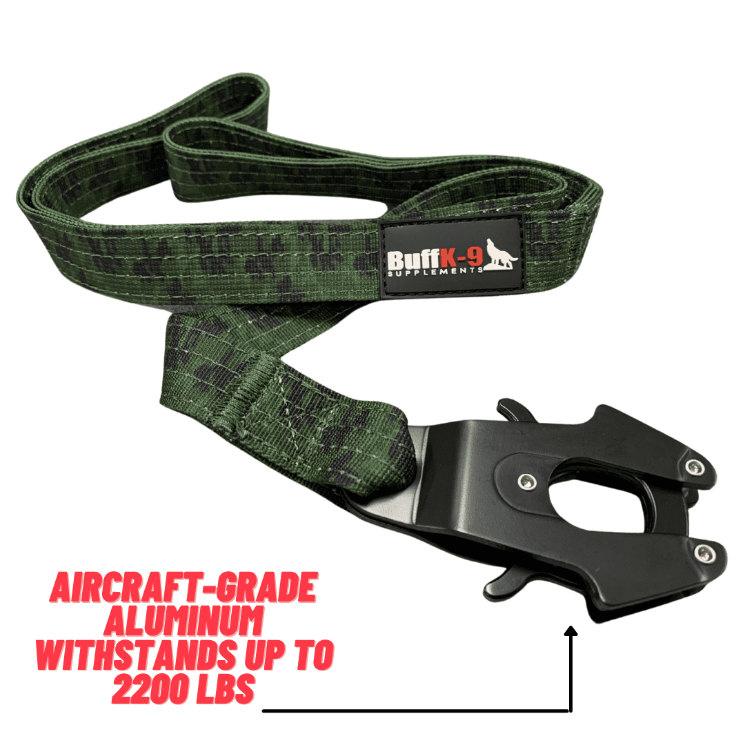 Heavy Duty Tactical Big Dog Leash with Aircraft Grade Aluminum Clamp - BuffK-9